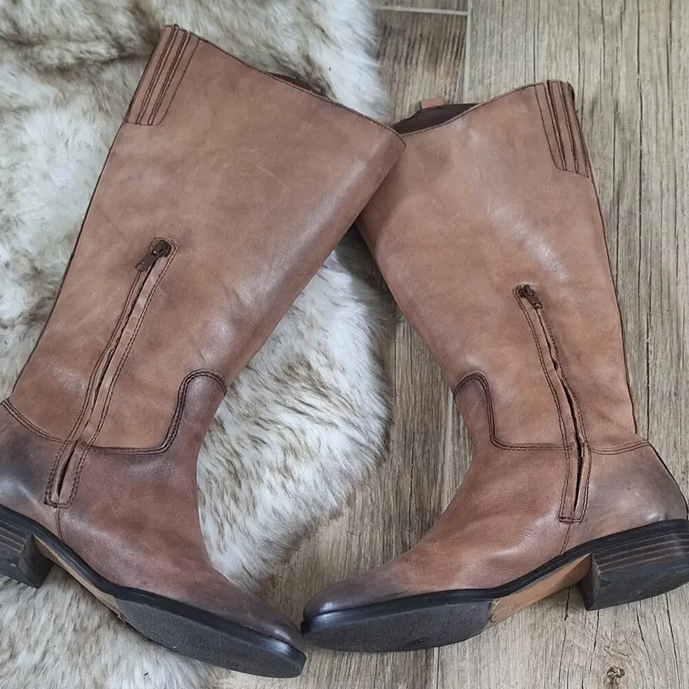 Arturo Chiang Brown Leather Knee-High Boots Sz. 8
